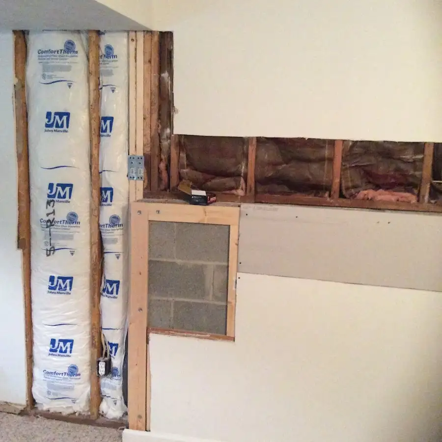 Wall insulation replacement during Basement Flood Cleanup in Penfield